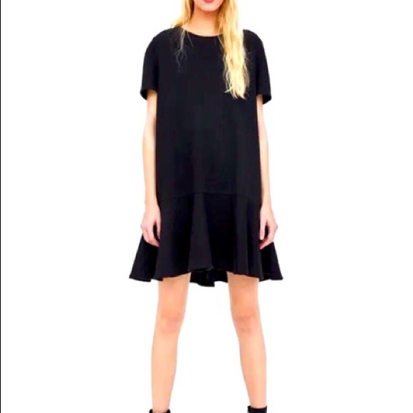 Zara Black Textured Weave Dress with Peplum - Picture 1 of 7